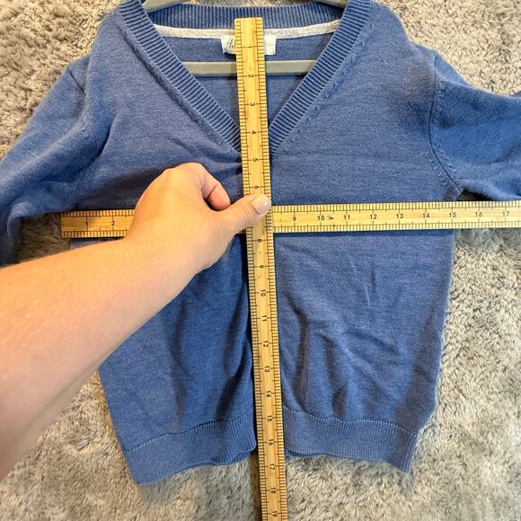 H&M Blue Cardigan Sweater Button Down Elbow Patches Boys 4T 5T 4 5 6 - Picture 7 of 7